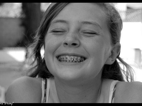 Young girl with braces